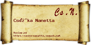 Csóka Nanetta névjegykártya